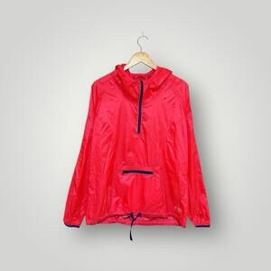 Hudson’s Bay Olympic Neon Pink Anorak Windbreaker Jacket L Hooded Womens